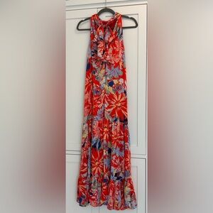 Vince Camuto “Summer Swirl” Vibrant Floral Halter Maxi Dress